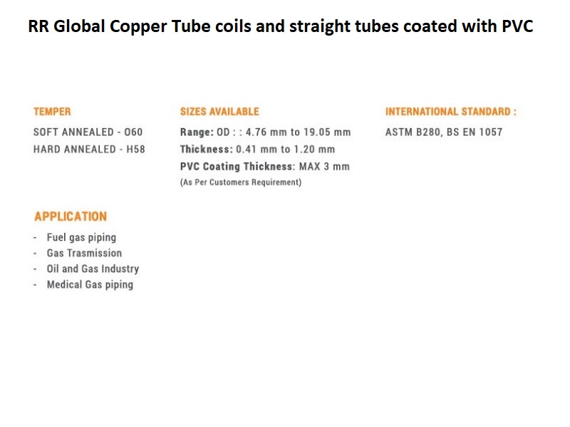 RR Global Copper Tube coils and straight tubes coated with PVC